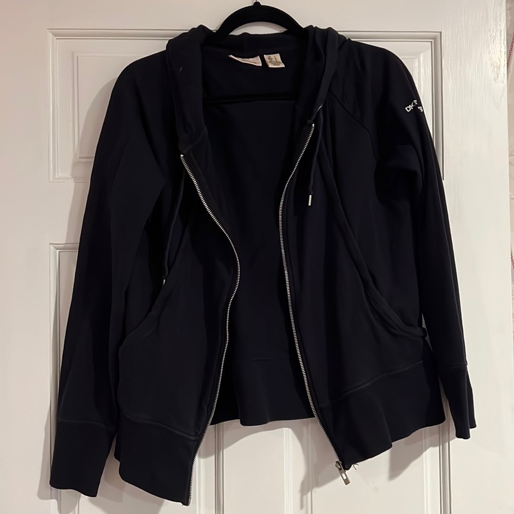 DKNY Black Zip Hoodie, size L